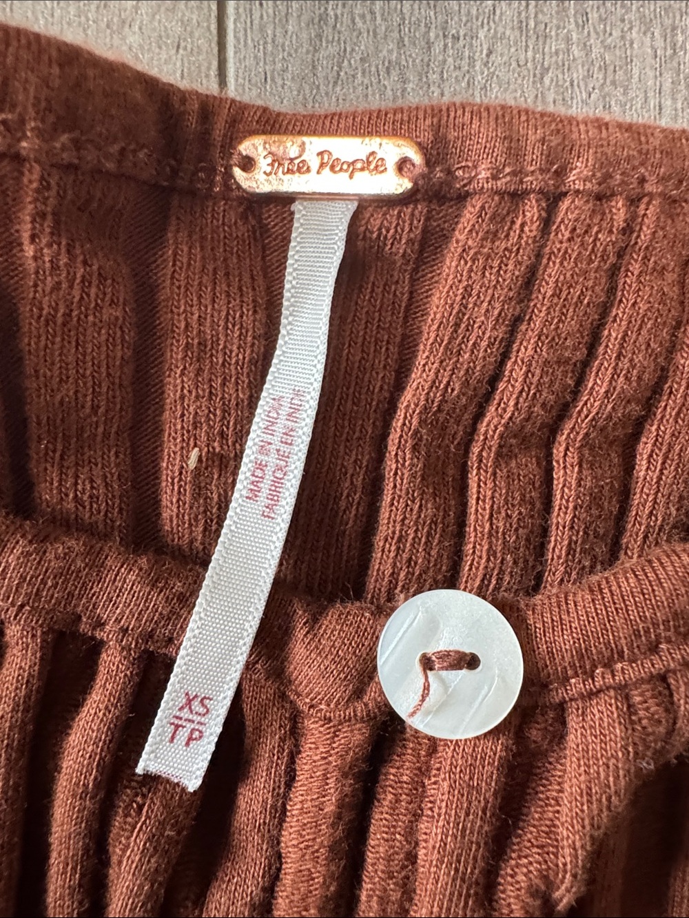 Free People Ribbed Button-Front Tank Top - Rust Brown - Picture 2 of 5